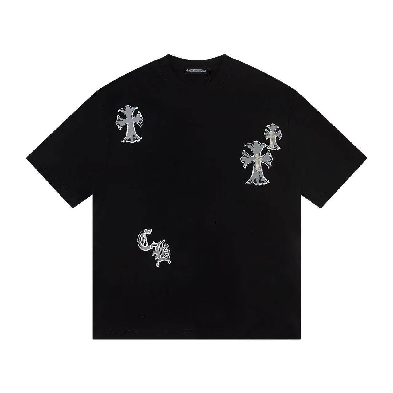 🅿️150 Style: 2025 new Croix Heart short-sleeved T-shirt Material: High version 300g double yarn combed cotton Size: S～XL Color: Black Style number: Z023